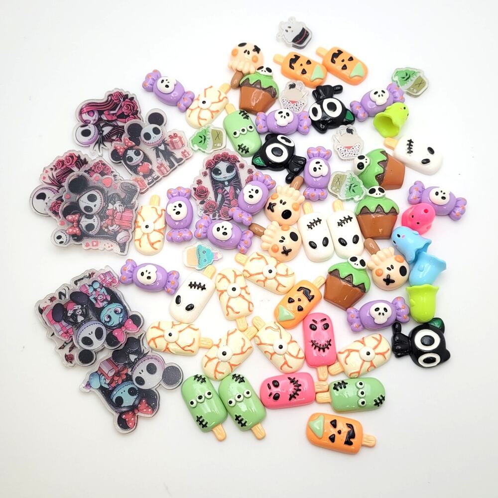 Halloween Craft Beads Acrylic Charms Lot DIY Skulls Nightmare Before Christmas